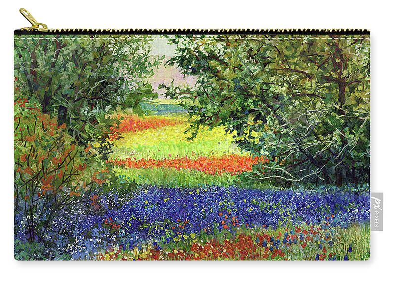 Bluebonnet Zip Pouch featuring the painting Rural Heaven by Hailey E Herrera