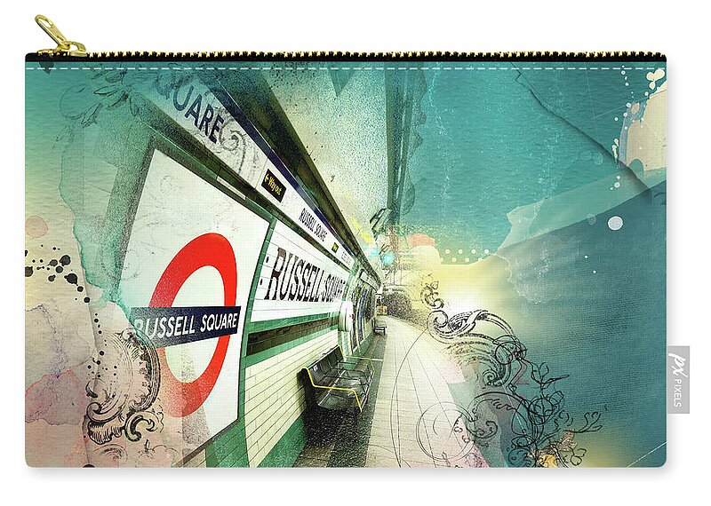 London Zip Pouch featuring the digital art Russell Square Station by Nicky Jameson