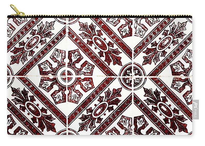 Iron Red Zip Pouch featuring the painting Rustic Iron Red Tiles Mosaic Design Decorative Art II by Irina Sztukowski