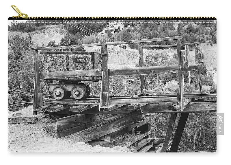 Mining Equipment Zip Pouch featuring the photograph Rustic Mining Cart by Cathy Anderson