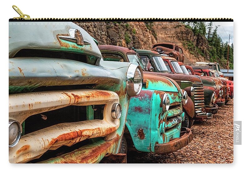 Car Show Zip Pouch featuring the photograph Rusty Row by Pamela Dunn-Parrish