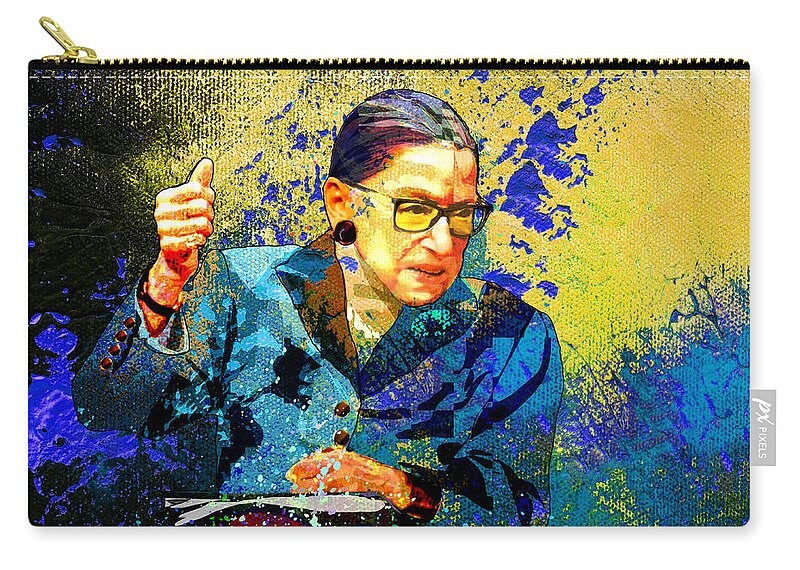 Acrylics Zip Pouch featuring the painting Ruth Bader Ginsburg Dream by Miki De Goodaboom