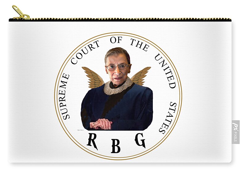 Portraits; Modern; Contemporary; Set Design; Gallery Wall; Art For Interior Designers; Book Cover; Wall Art; Album Cover; Cutting Edge; Rbg; Ruth Bader Ginsburg; Us Supreme Court Justice; Lawyer; Judge; Womens Rights; Civil Liberty Zip Pouch featuring the digital art Ruth Bader Ginsburg - RBG by Rafael Salazar