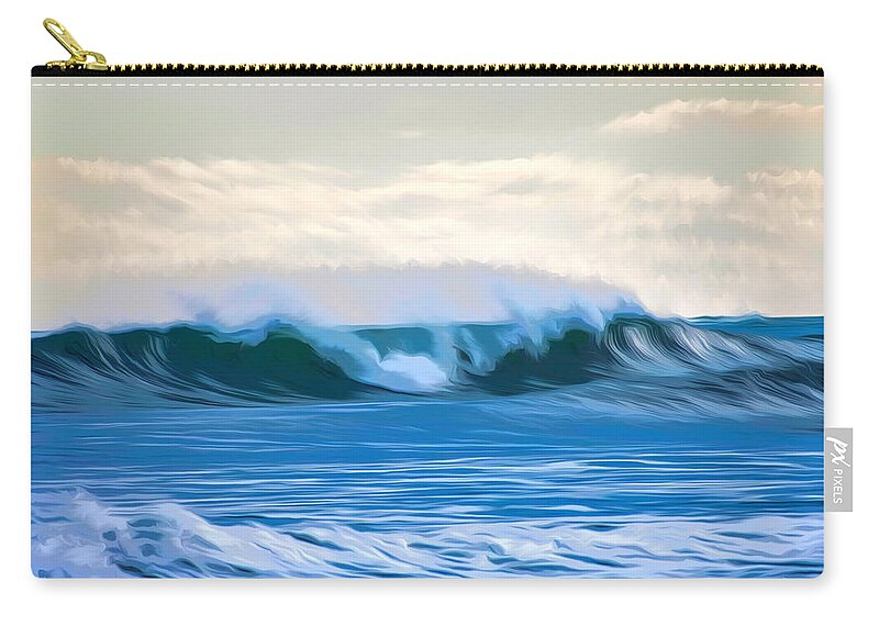 Rye Beach Zip Pouch featuring the digital art Rye Beach, NH Crashing Wave by Deb Bryce