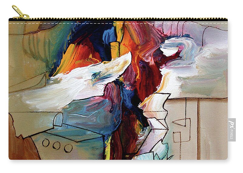 Abstract Zip Pouch featuring the painting Rythm For Yellow by Jim Stallings