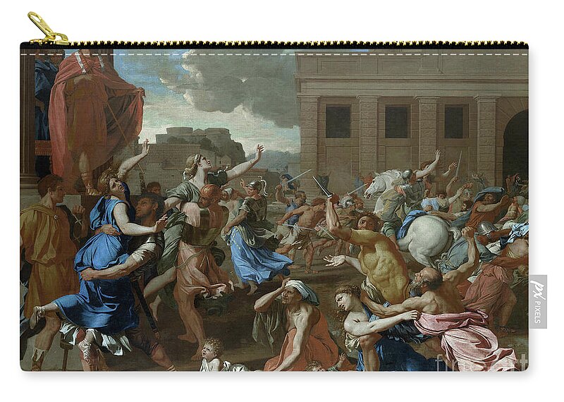 1633 Zip Pouch featuring the painting Sabine Women by Nicolas Poussin