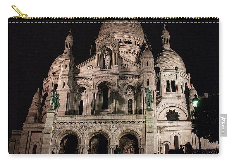 Building Zip Pouch featuring the photograph Sacre Couer at Night by Portia Olaughlin