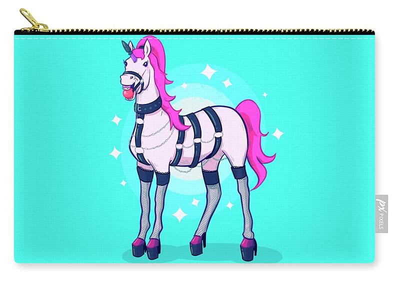 Unicorn Zip Pouch featuring the drawing Sadomajesticism by Ludwig Van Bacon