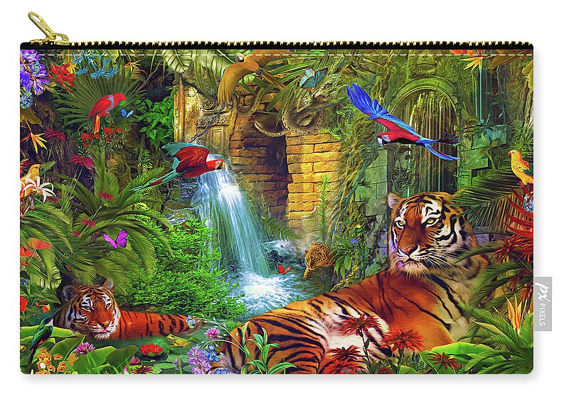 Tigers Zip Pouch featuring the digital art Safari Summer by Claudia McKinney