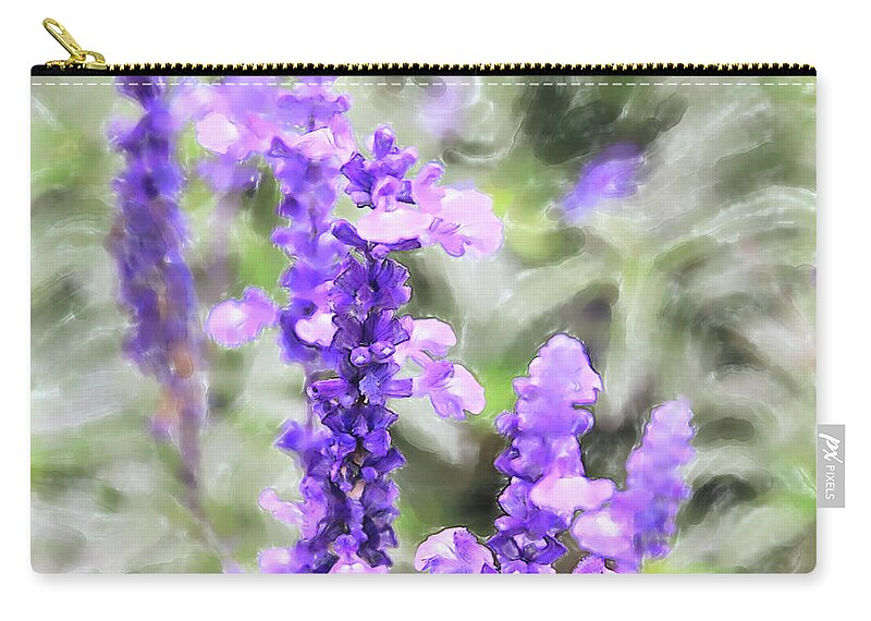China Carry-all Pouch featuring the digital art Sage Flowers Watercolor by Tanya Owens