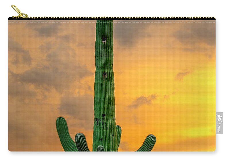 Mark Myhaver Photography Zip Pouch featuring the photograph Saguaro East of Sunset 24899 by Mark Myhaver