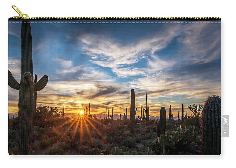 Cactus Zip Pouch featuring the photograph Saguaro Sunset by Michael Smith