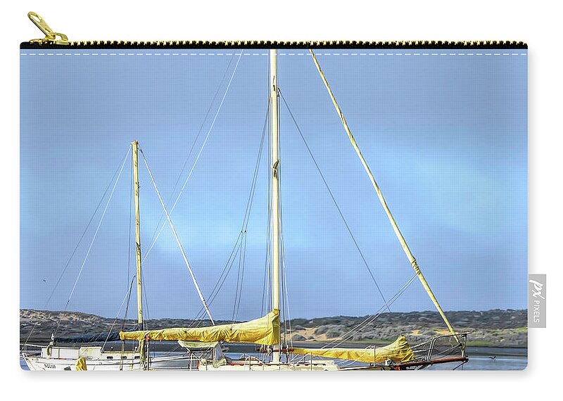 Morro Bay Harbor Zip Pouch featuring the photograph Sail Boat in Quiet Water Morro Bay Detail by Floyd Snyder
