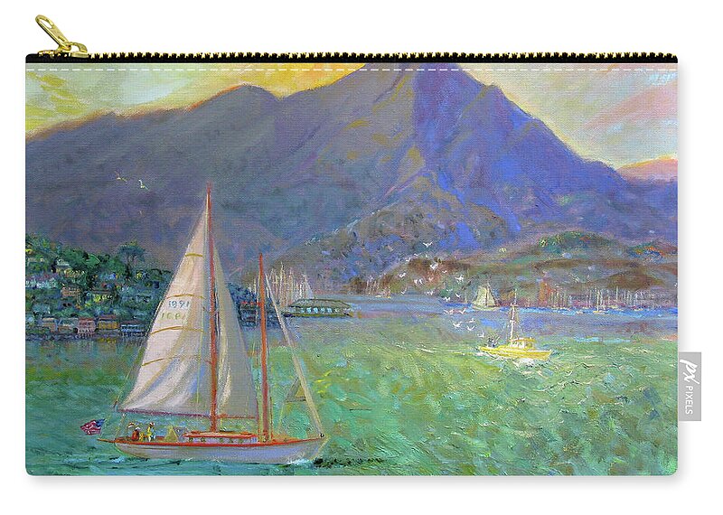 Sausalito Zip Pouch featuring the painting Sail By Mt. Tam, Sausalito by John McCormick