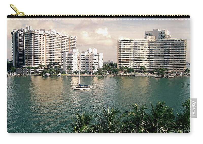 Miami Beach Carry-all Pouch featuring the photograph Sailboat In Miami Beach Florida by Phil Perkins