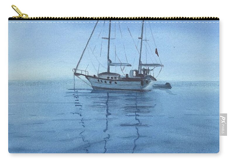 Sailboat Zip Pouch featuring the painting Sailboat on Blue Water by Vicki B Littell