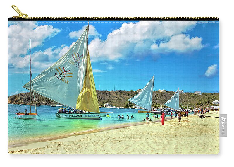 Sailing Zip Pouch featuring the photograph Sailboat Race Day in Anguilla by Ola Allen