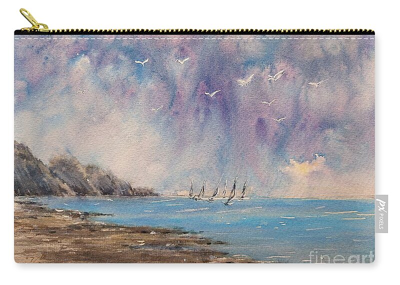 Sail Zip Pouch featuring the painting Sailing after Storm by Amalia Suruceanu