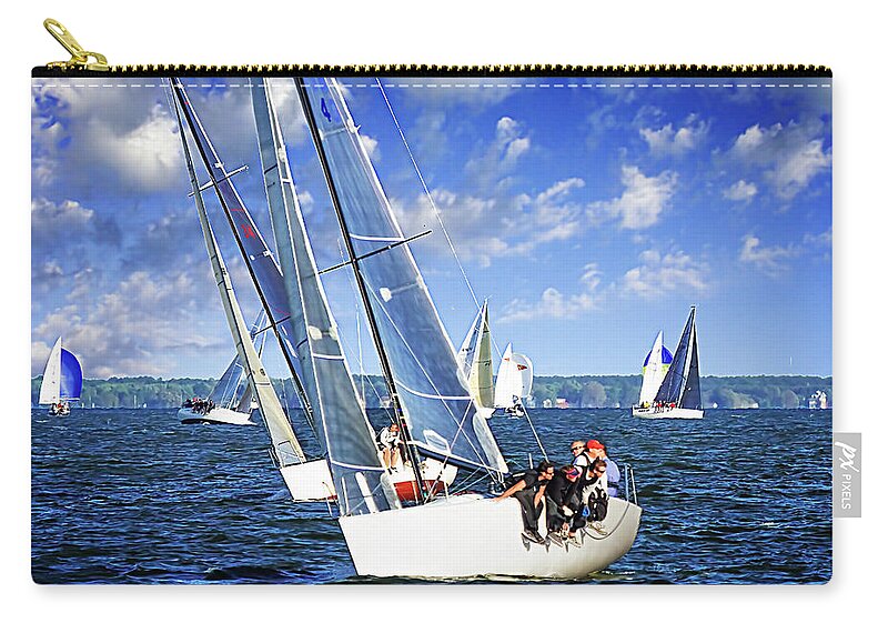 Color Zip Pouch featuring the photograph Sailing Away 2 by Alan Hausenflock