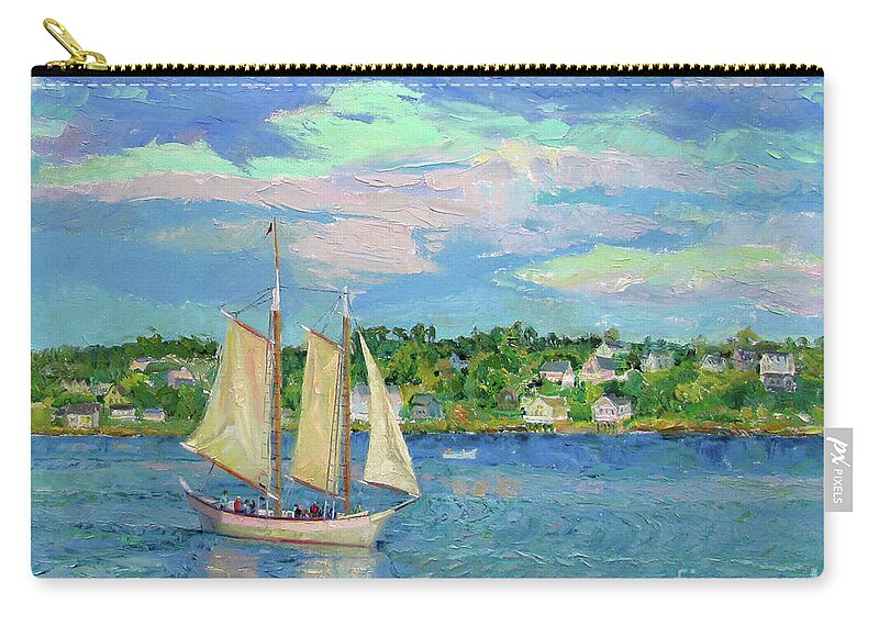 Gloucester Harbor Zip Pouch featuring the painting Sailing Gloucester Harbor by John McCormick