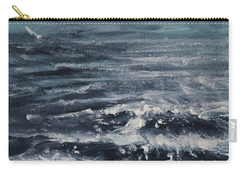 Seascape Zip Pouch featuring the painting Sailing The Storm by Jane See