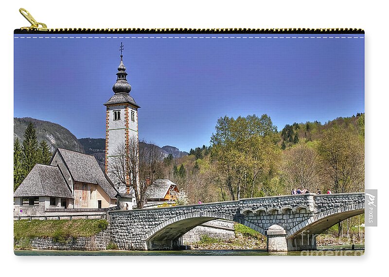 Abbey Zip Pouch featuring the photograph Saint John's The Baptist Church - Bohinj - Slovenia by Paolo Signorini