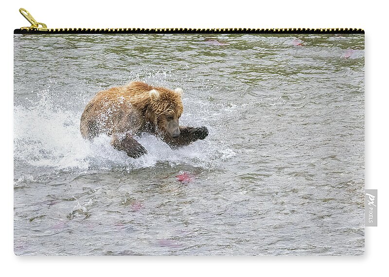 Alaska Zip Pouch featuring the photograph Salmon in Sight by Cheryl Strahl