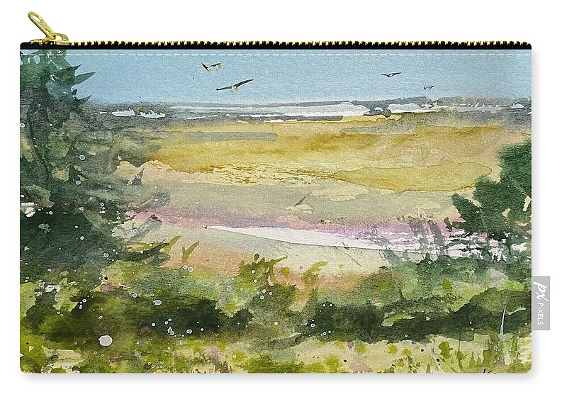  Beach Zip Pouch featuring the painting Salt Marsh 2 by Kellie Chasse