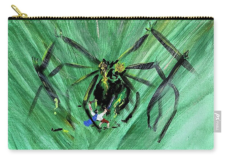 Sam Zip Pouch featuring the painting Sam and Shelob 2 by Bethany Beeler