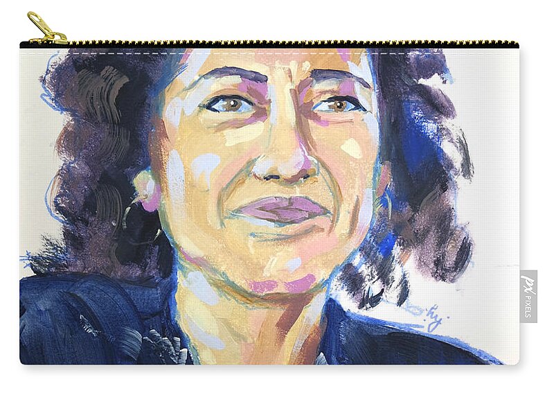 Samira Zip Pouch featuring the painting Samira Ahmed Portrait Painting #PAOTW by Mike Jory