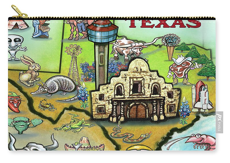 San Antonio Zip Pouch featuring the digital art San Antonio Texas by Kevin Middleton