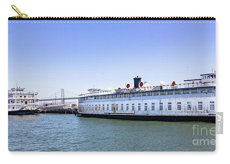 Wingsdomain Zip Pouch featuring the photograph San Francisco Belle Paddlewheel Boat And Ferryboat Santa Rosa At Pier 3 On The Embarcadero 0F7A3304 by Wingsdomain Art and Photography
