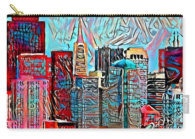 Wingsdomain Zip Pouch featuring the photograph San Francisco Skyline in Primitive Brutalism 20210109 by Wingsdomain Art and Photography