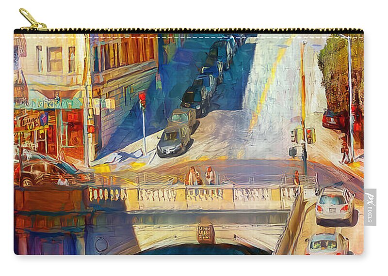 Wingsdomain Zip Pouch featuring the photograph San Francisco Stockton Street Tunnel in Vibrant Colors 20210108 by Wingsdomain Art and Photography