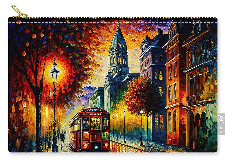 San Zip Pouch featuring the painting San Francisco Streets, 03 by AM FineArtPrints