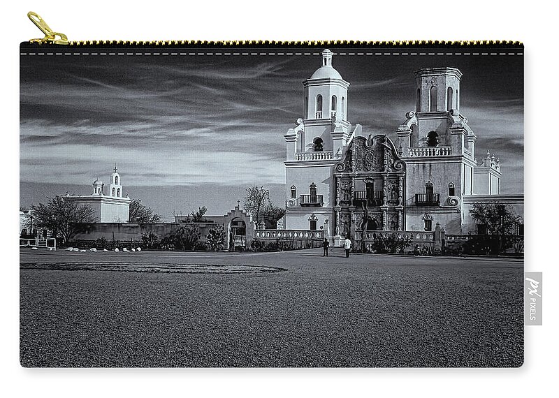 Albuquerque New Mexico Zip Pouch featuring the photograph San Xavier Du Bac by Tom Singleton