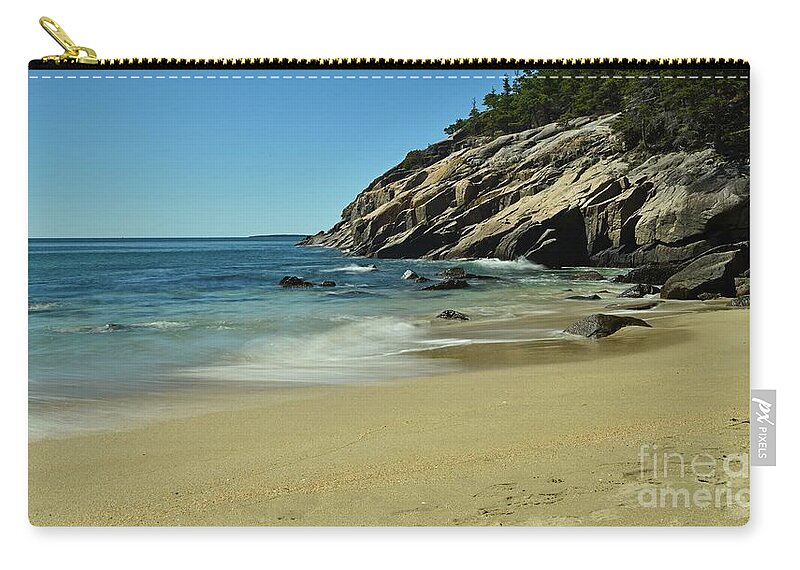 Acadia National Park Zip Pouch featuring the photograph Sand Beach # 1 by Steve Brown