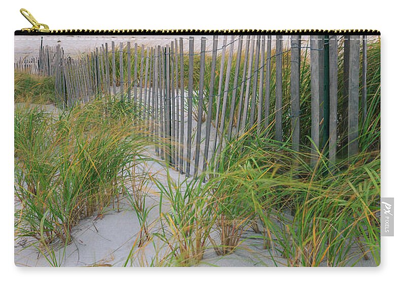 America Zip Pouch featuring the photograph Sand Dune Fences, Cape Cod by Henk Meijer Photography