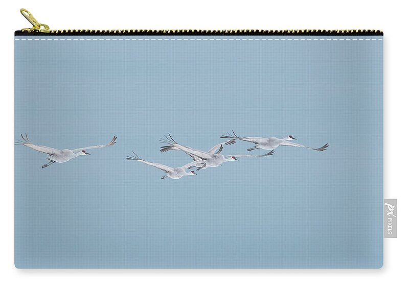 Cranes Zip Pouch featuring the photograph Sandhill Cranes In Formation by CR Courson