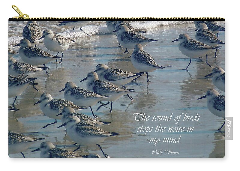 Wells Maine Zip Pouch featuring the photograph Sandpipers Bringing Calm by Nancy Griswold