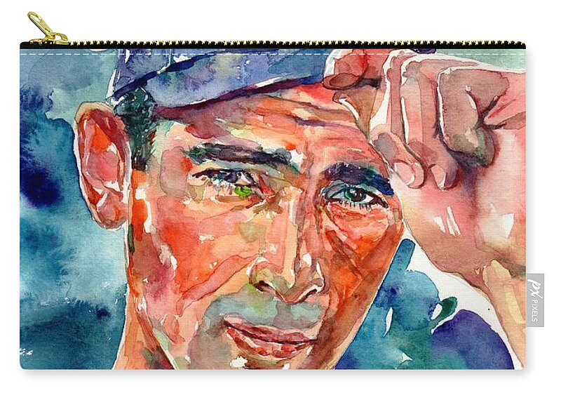 Sandy Zip Pouch featuring the painting Sandy Koufax Portrait by Suzann Sines