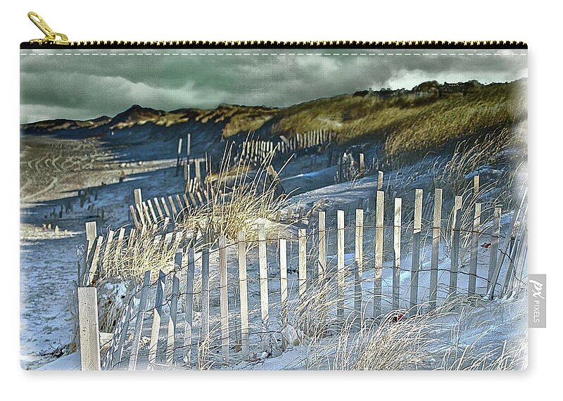 Cape Cod Zip Pouch featuring the photograph Sandy Neck Dune Fences by Constantine Gregory
