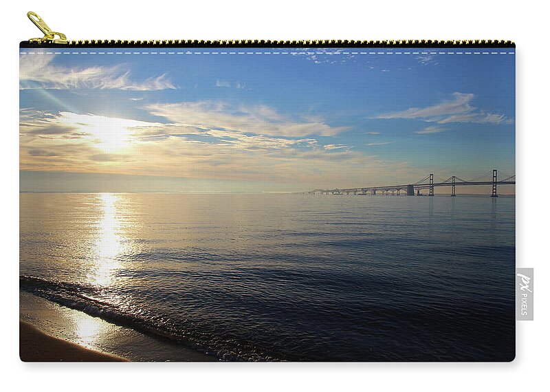 Bay Bridge Zip Pouch featuring the photograph Sandy Point4876 by Carolyn Stagger Cokley