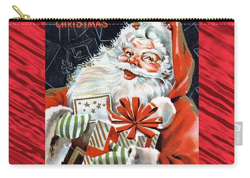 Santa Claus Zip Pouch featuring the digital art Santa Claus Christmas Gifts by Caterina Christakos