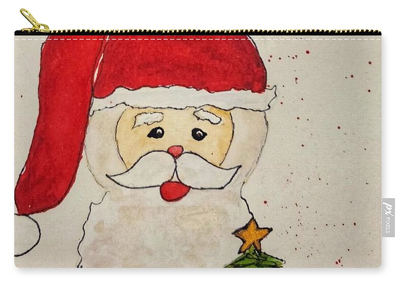 Tree Zip Pouch featuring the painting Santa Claus by Shady Lane Studios-Karen Howard