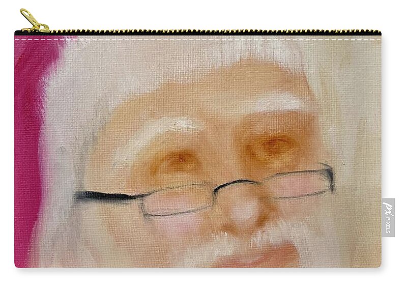 Santa Zip Pouch featuring the painting Santa by Sheila Mashaw