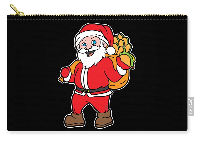 Santa Taco Bag Christmas Xmas Holiday Gift Zip Pouch by Haselshirt