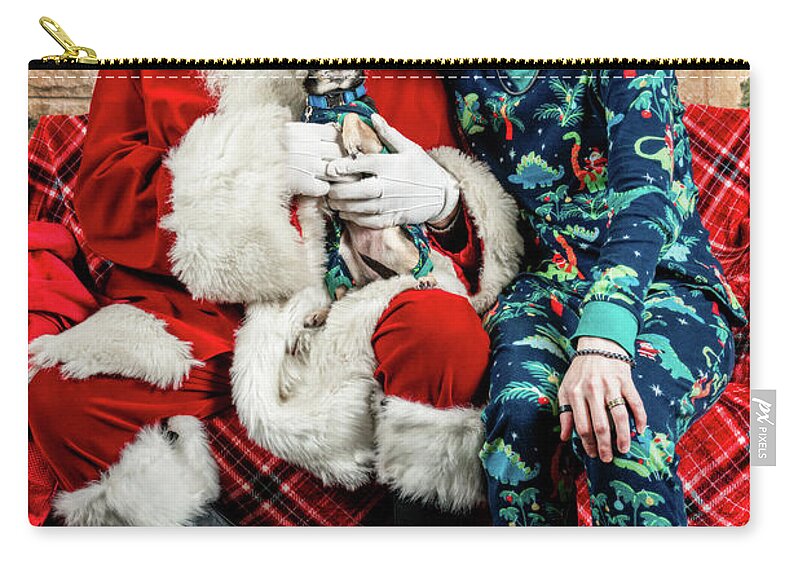 Chloe Zip Pouch featuring the photograph Santa with Cloe 2 by Christopher Holmes