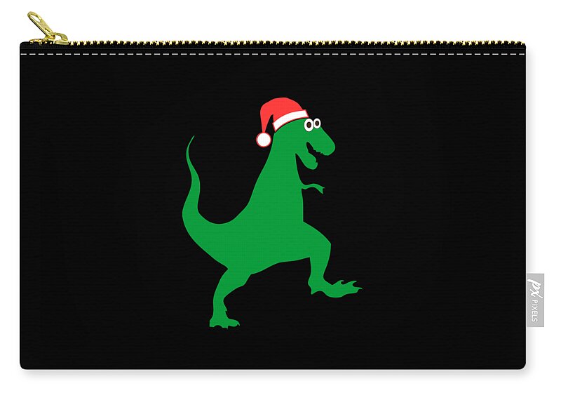 Christmas Carry-all Pouch featuring the digital art Santasaurus Santa T-Rex Dinosaur Christmas by Flippin Sweet Gear