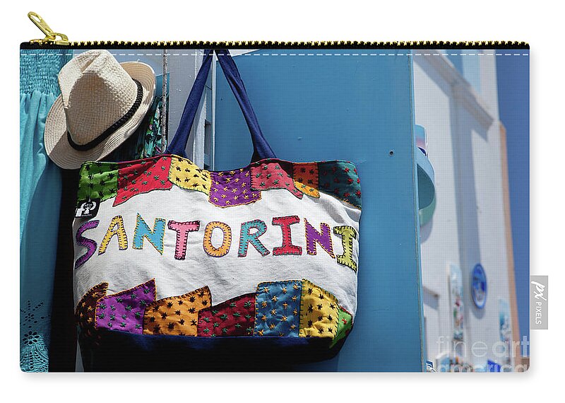 Santorini Zip Pouch featuring the photograph Santorini Bag by Rich S